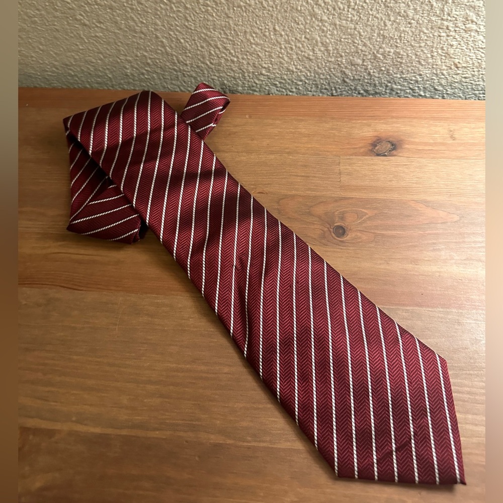 Renato Balestra silk red and white striped tie